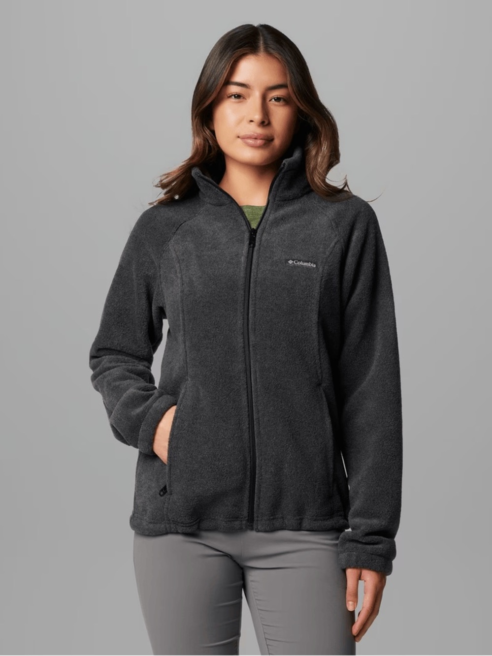 Columbia Women's Full-Zip Fleece Jacket in Charcoal Size 2X